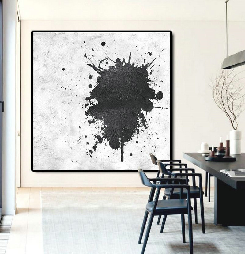 Extra Large Acrylic Painting On Canvas,Oversized Minimal Black And White Painting - Abstract Painting Modern Art